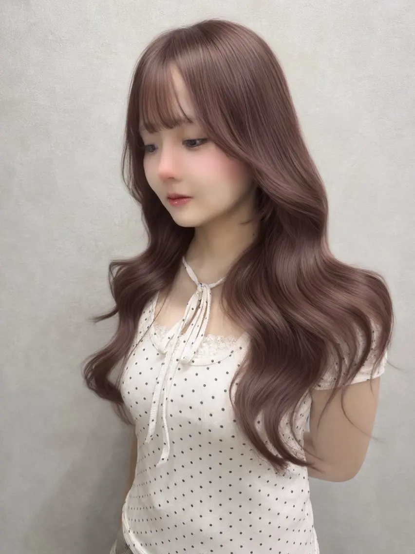ロング カラー ブラウンカラー ピンクカラー ピンクブラウン AIRI layer cut hairのヘアスタイル