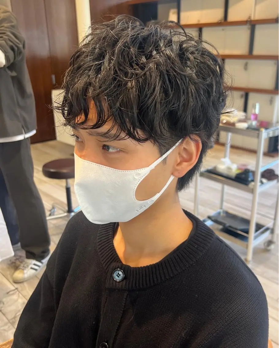 ミディアム パーマ メンズ Ore🫧タナカマヤ /柔らかい質感カラーのヘアスタイル