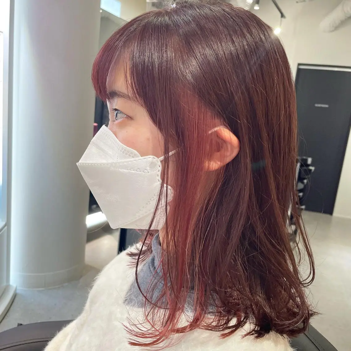 ミディアム カラー イヤリングカラー ピンクカラー ショート/脱白髪染め ☆宇﨑悠実のヘアスタイル