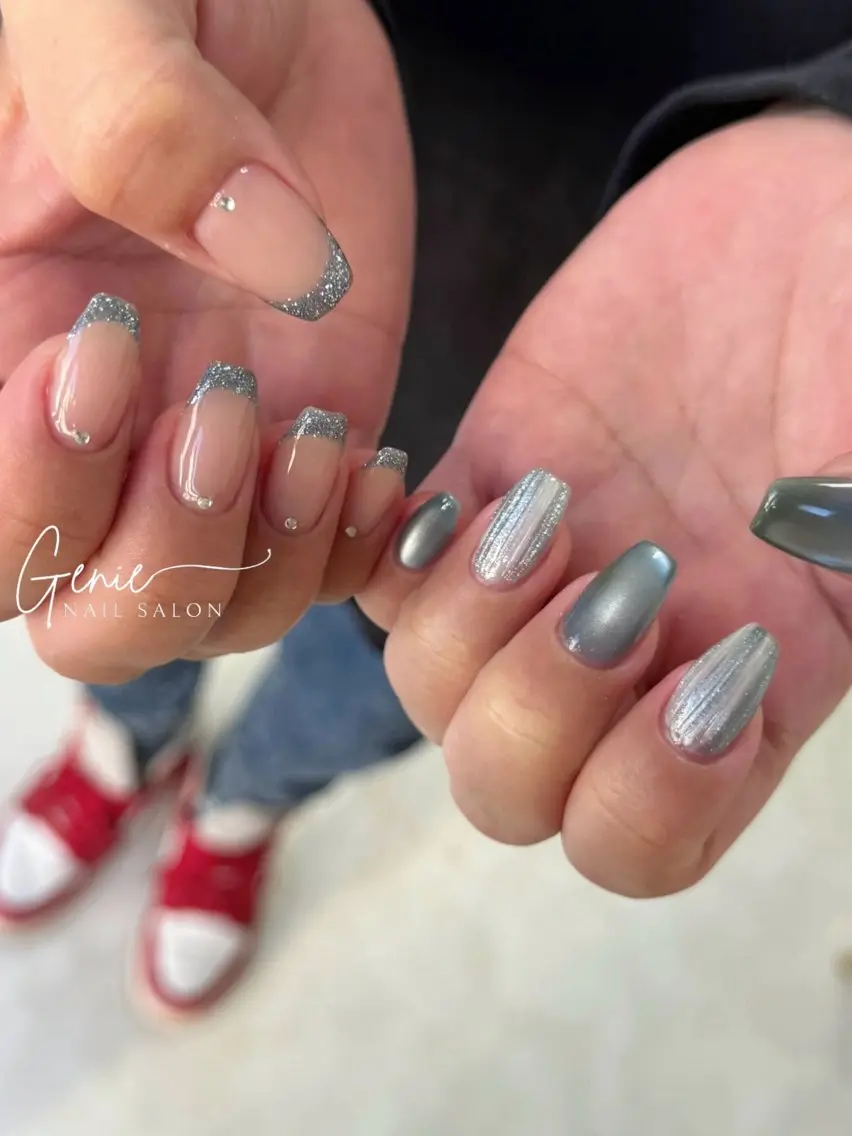 ネイル フラッシュネイル フレンチネイル ハンドネイル Nail salon Genieのネイルデザイン