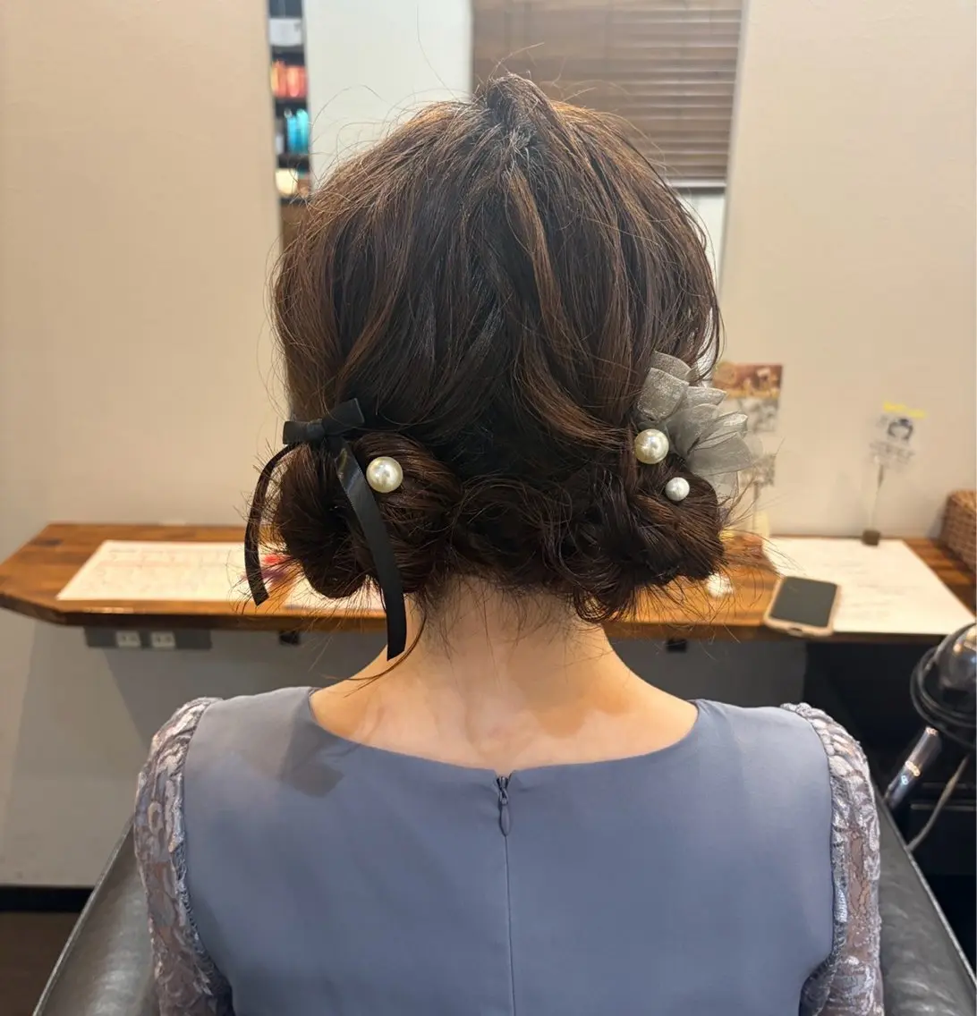 ヘアアレンジ お団子ヘア ★透明感カラー MIYU⋆.ೃ࿔*:のヘアスタイル