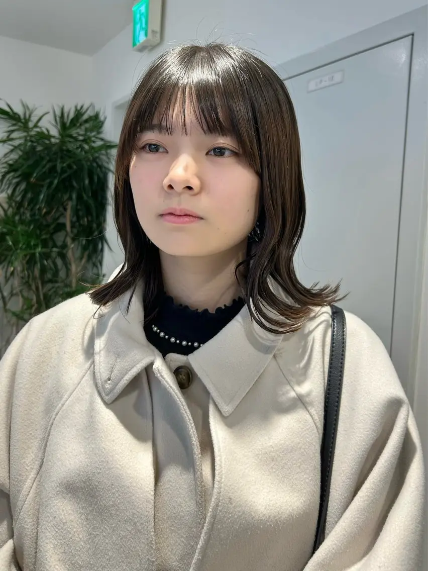 ミディアム カラー ボブ くびれヘア レイヤーカット 池袋/小顔レイヤー/ 顔まわり/taigaのヘアスタイル