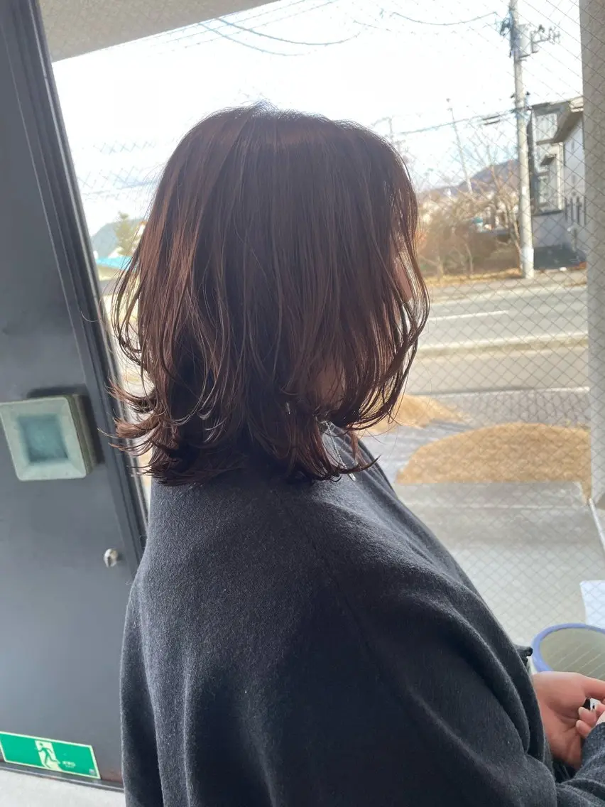 ミディアム くびれヘア くびれレイヤー レイヤーカット トリートメント ヘッドスパ 藤村 翔充のヘアスタイル