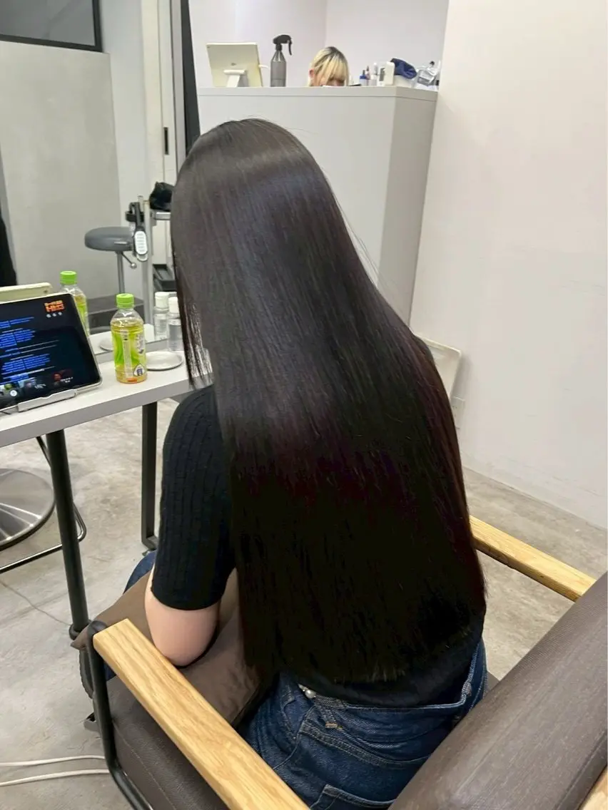 ロング パーマ 縮毛矯正 🍒モテ暖色カラー × うる艶✧ ゆなのヘアスタイル