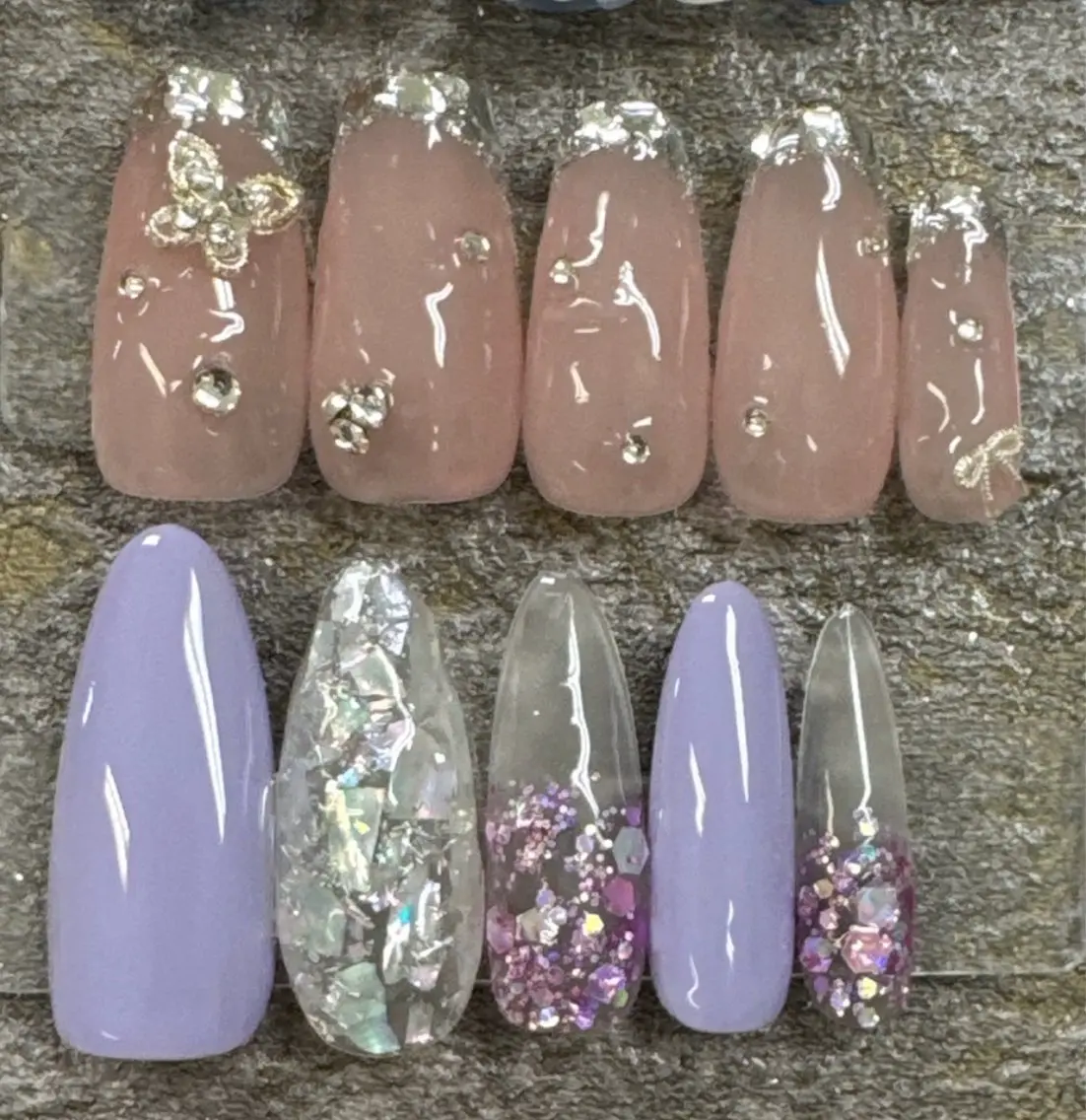 ネイル フレンチネイル ジェルネイル ガラスフレンチ グラデーション マグネットネイル Queeens nailのネイルデザイン