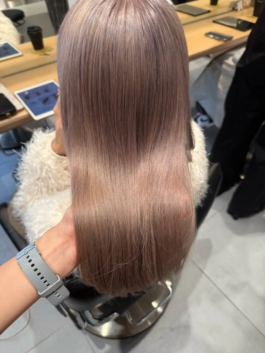 セミロング カラー ヘアアレンジ ブリーチ ヘアカラー トリートメント オリーブ透明感カラー 表参道/MIKUのヘアスタイル