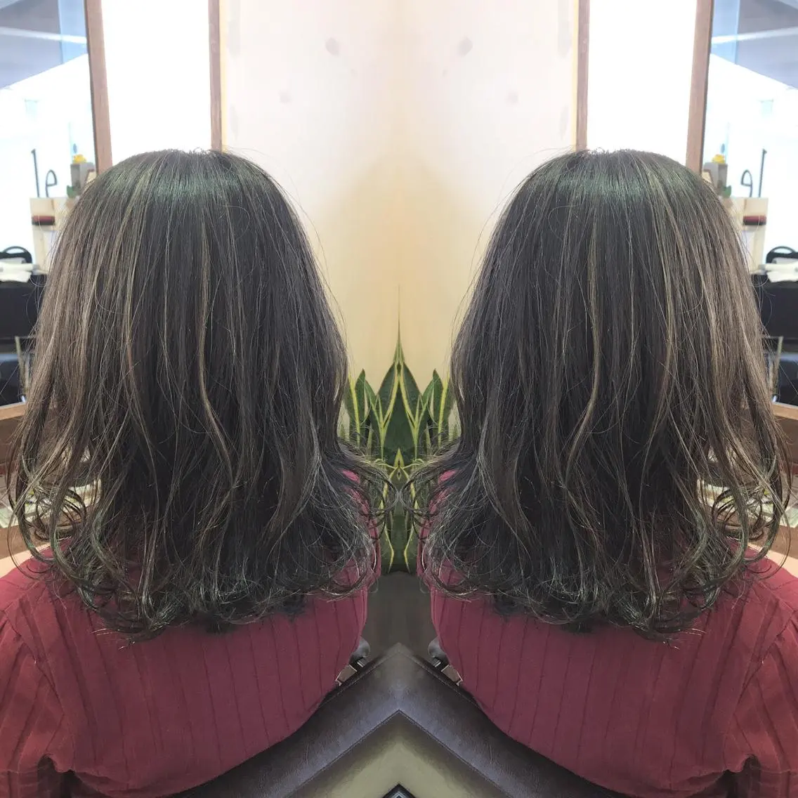 ミディアム カラー アッシュ ハイライトカラー ハイライト 青木 茂樹⭐️ 透明感カラーのヘアスタイル
