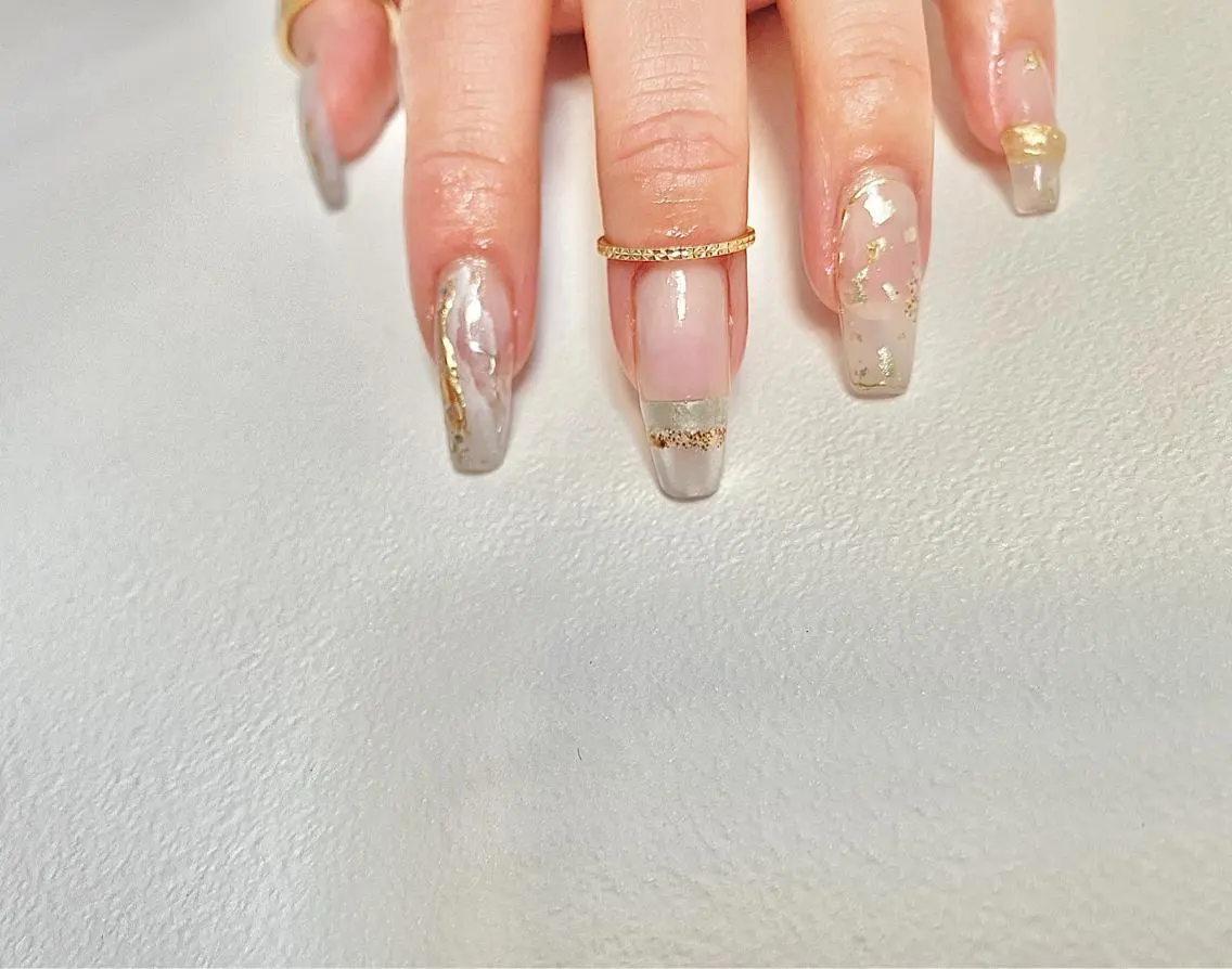 ネイル アートネイル 入学式 長さ出し フレンチネイル ジェルネイル ハンドネイル ハンドケア Lililas💎 リリラースのネイルデザイン