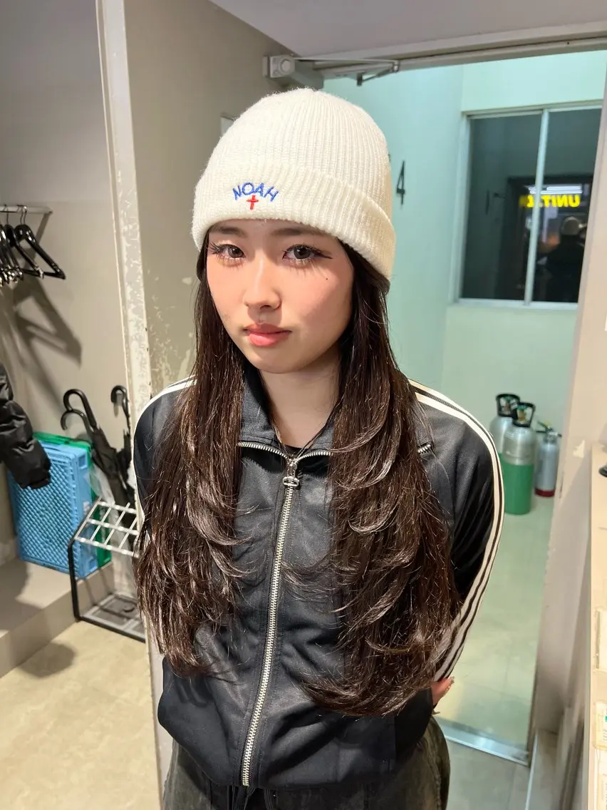 ロング カラー パーマ ヘアアレンジ メンズ キッズ 上品＆韓国風 🥀海心🥀のヘアスタイル