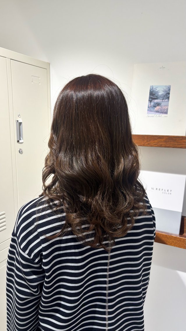 セミロング カラー ブラウンカラー オリーブブラウン ヘアカラー 𝜗𝜚♡ みやざき ♡𝜗𝜚浦和美園のヘアスタイル