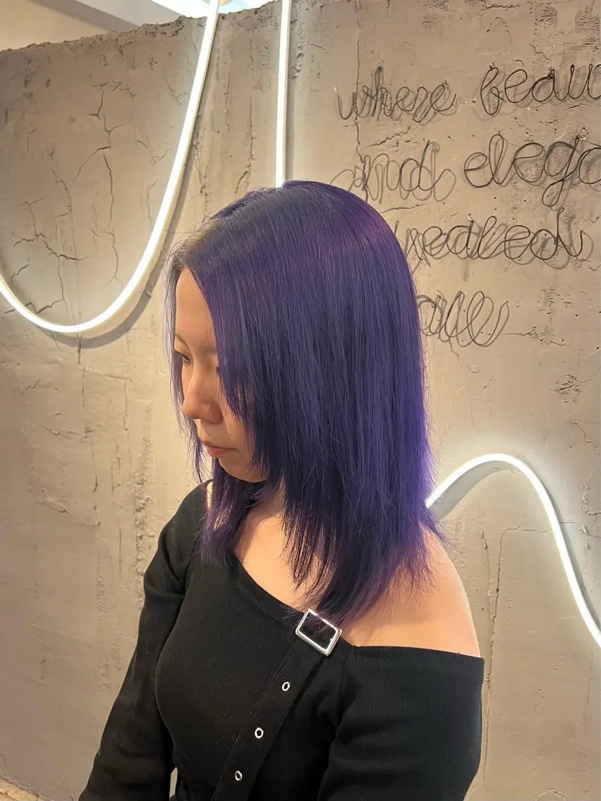 ミディアム カラー ブリーチ デザインカラー バイオレットカラー ヘアカラー トリートメント いぐちしょうた🫧 VISAGEbaskのヘアスタイル