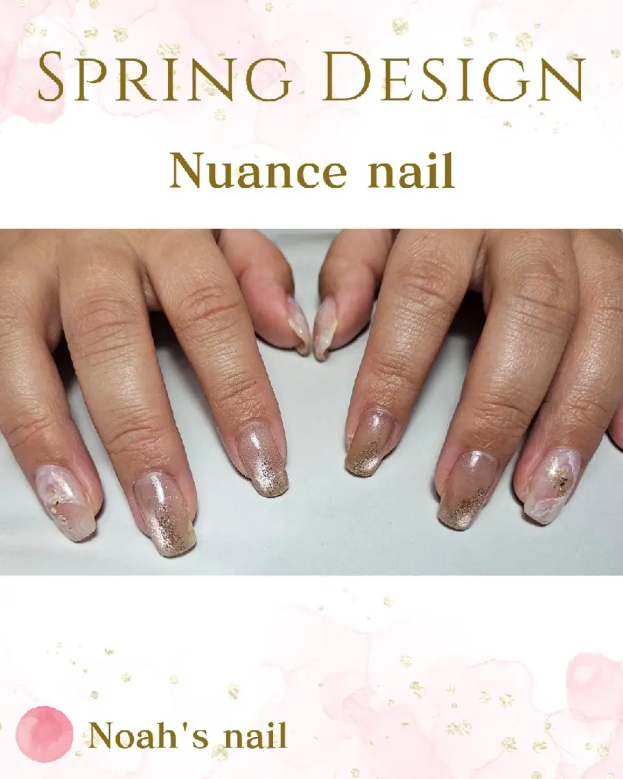 ネイル ジェルネイル マグネットネイル ピンク 春ネイル ハンドネイル Noah'snail   のネイルデザイン