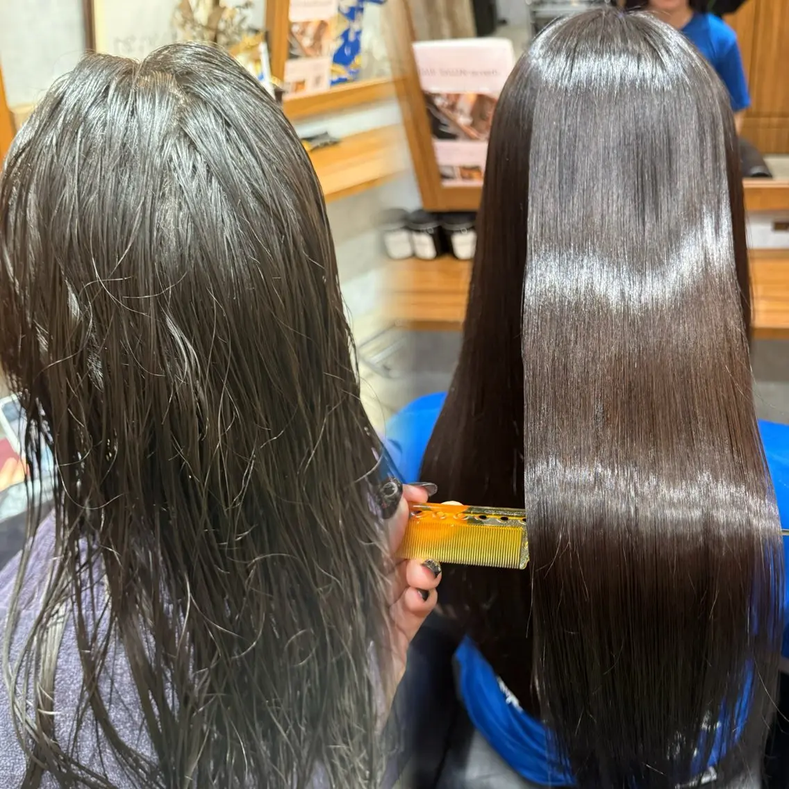 ロング 縮毛矯正 Hinako🦋 ブリーチカラーのヘアスタイル
