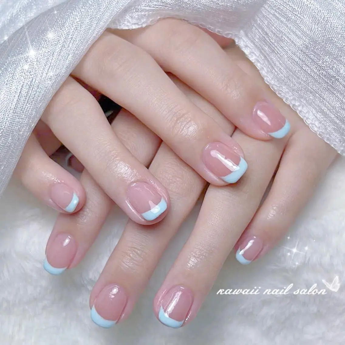 ネイル チークネイル ドット フレンチネイル 韓国ネイル レース Kawaii Nail Salonのネイルデザイン