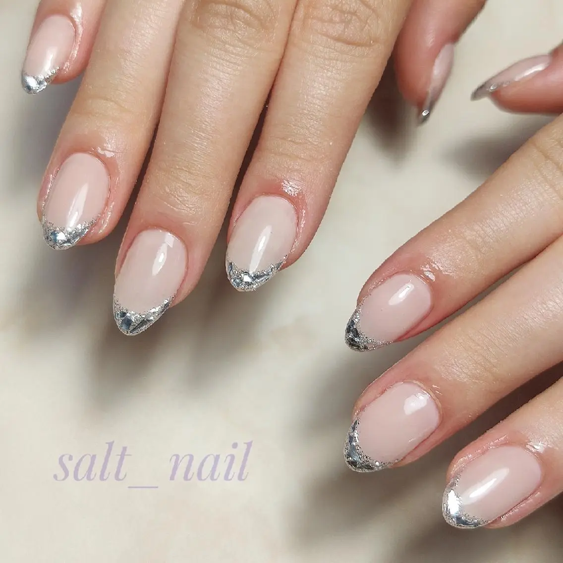 ネイル フレンチネイル ガラスフレンチ 個人サロン saltnailのネイルデザイン
