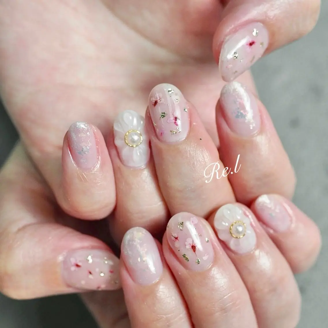 ネイル フラワーネイル ニュアンスネイル ぷっくりネイル モチの良さ◉ フィルインネイル♡のネイルデザイン