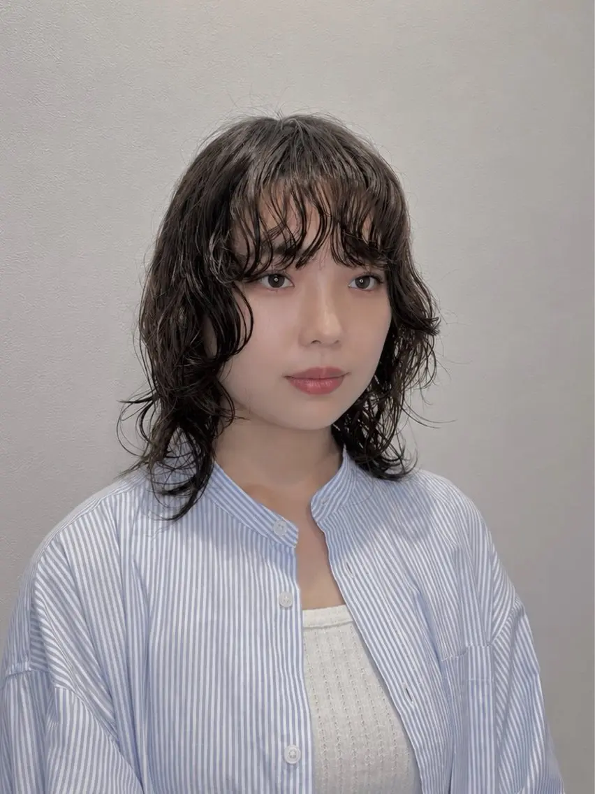 ミディアム パーマ カット パーマ トリートメント パーマ/レイヤー かどたはるなのヘアスタイル
