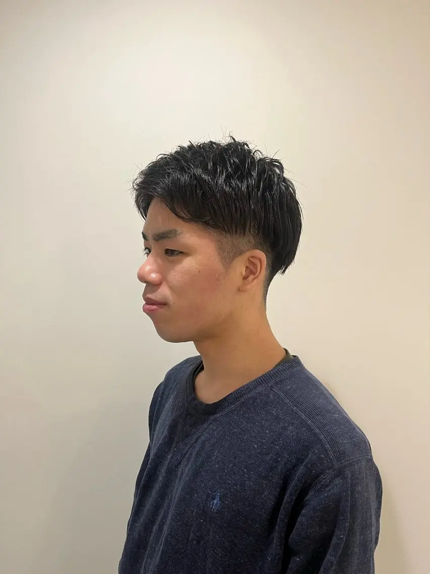 メンズ アップバング メンズショート 艶感透明感カラー◎ 大分 Keigoのヘアスタイル