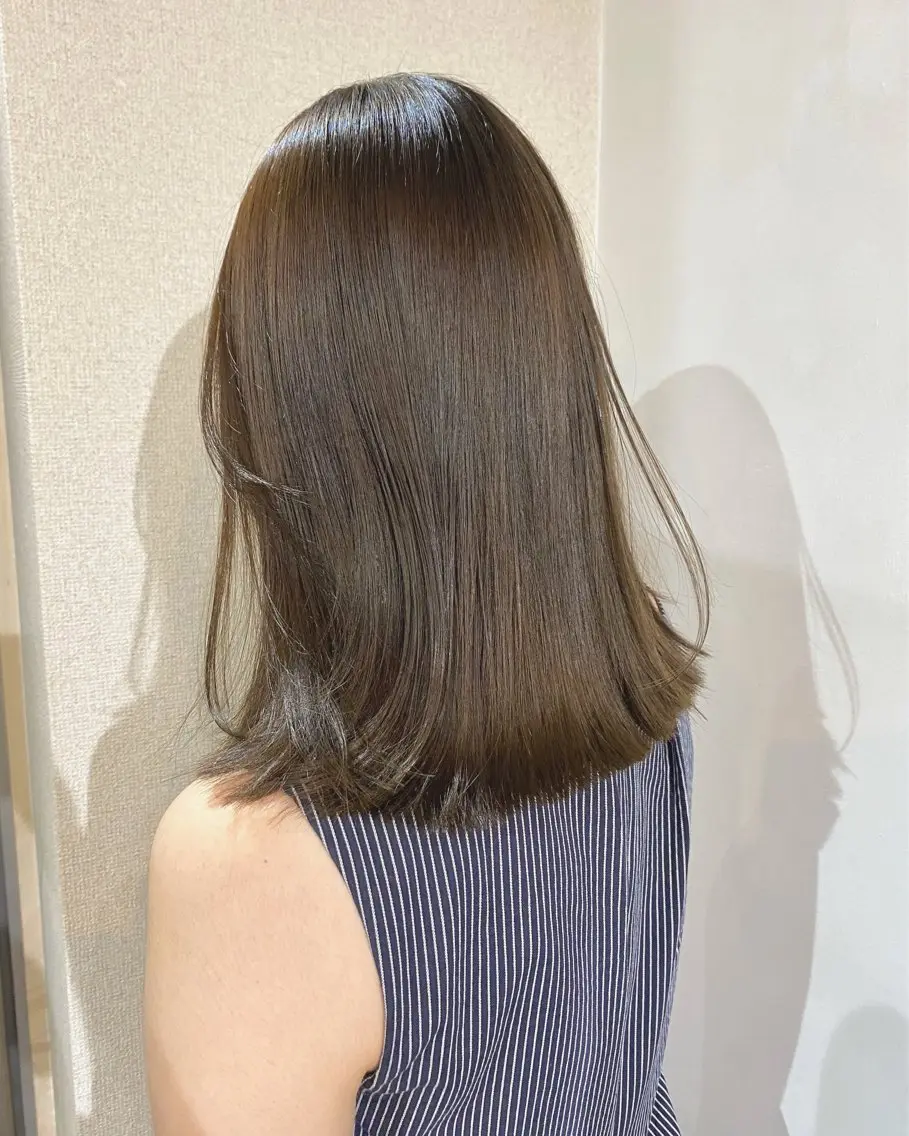 セミロング ボブ 髪質改善 レイヤーカット 小顔カット 縮毛矯正 鈴木早記 insta →saki_03sのヘアスタイル