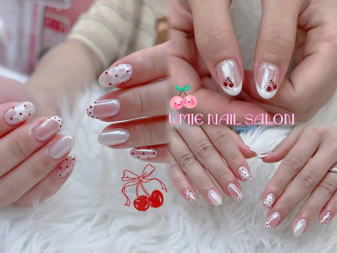 ネイル フットネイル フレンチネイル ジェルネイル ガラスフレンチ マグネットネイル UMIE NAIL SALONのネイルデザイン