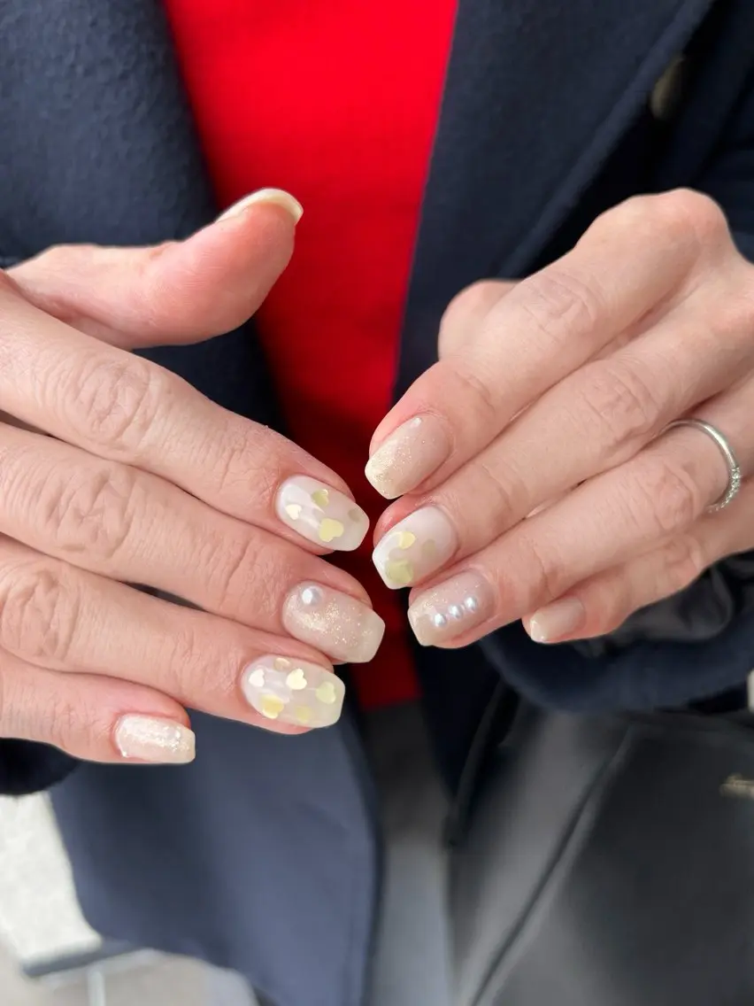ネイル ハート シンプルネイル バレンタイン ハンドネイル nail salon toki.のネイルデザイン