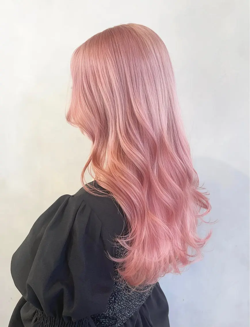 ロング カラー ブリーチ ピンクカラー ホワイトピンク カット ヘアカラー トリートメント 🦋レイヤーカット ミドリカワ🦋のヘアスタイル