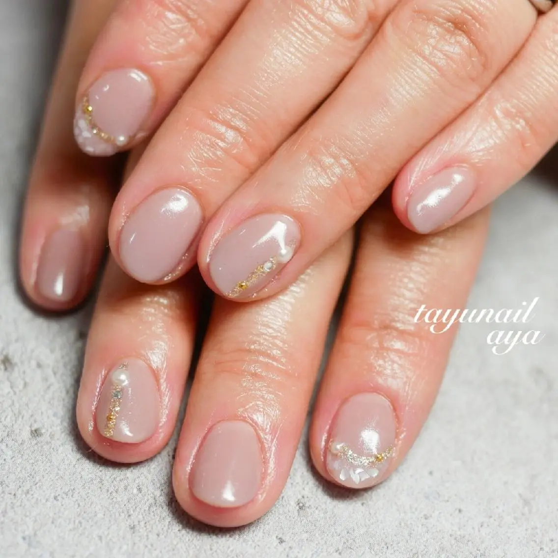 ネイル アートネイル ブルー ジェルネイル ゴールド パラジェル ネイルサロン 【たゆnail】のネイルデザイン
