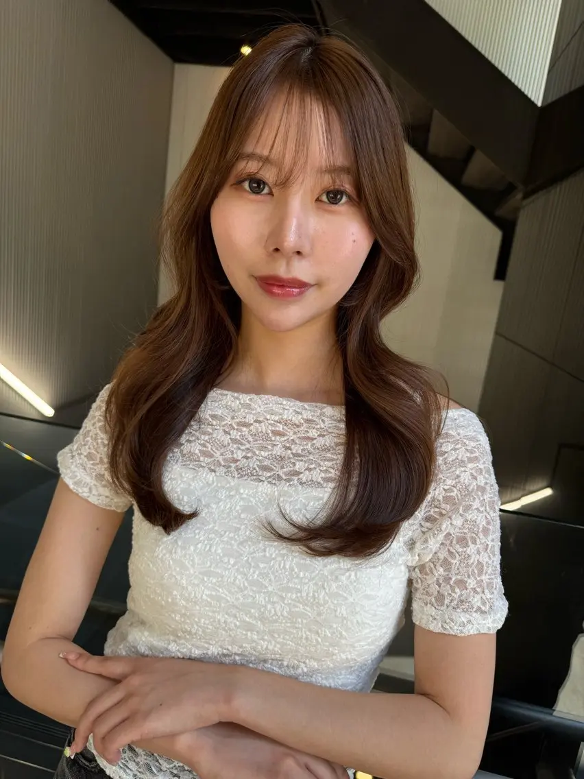 セミロング カット ヘアカラー トリートメント レイヤー×髪質改善 ×透明感/杉田 圭のヘアスタイル