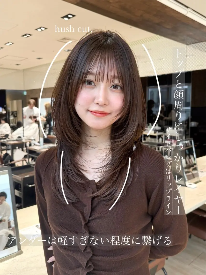 ロング カット ヘアカラー トリートメント レイヤー/顔周り カット/松岡 祥利のヘアスタイル