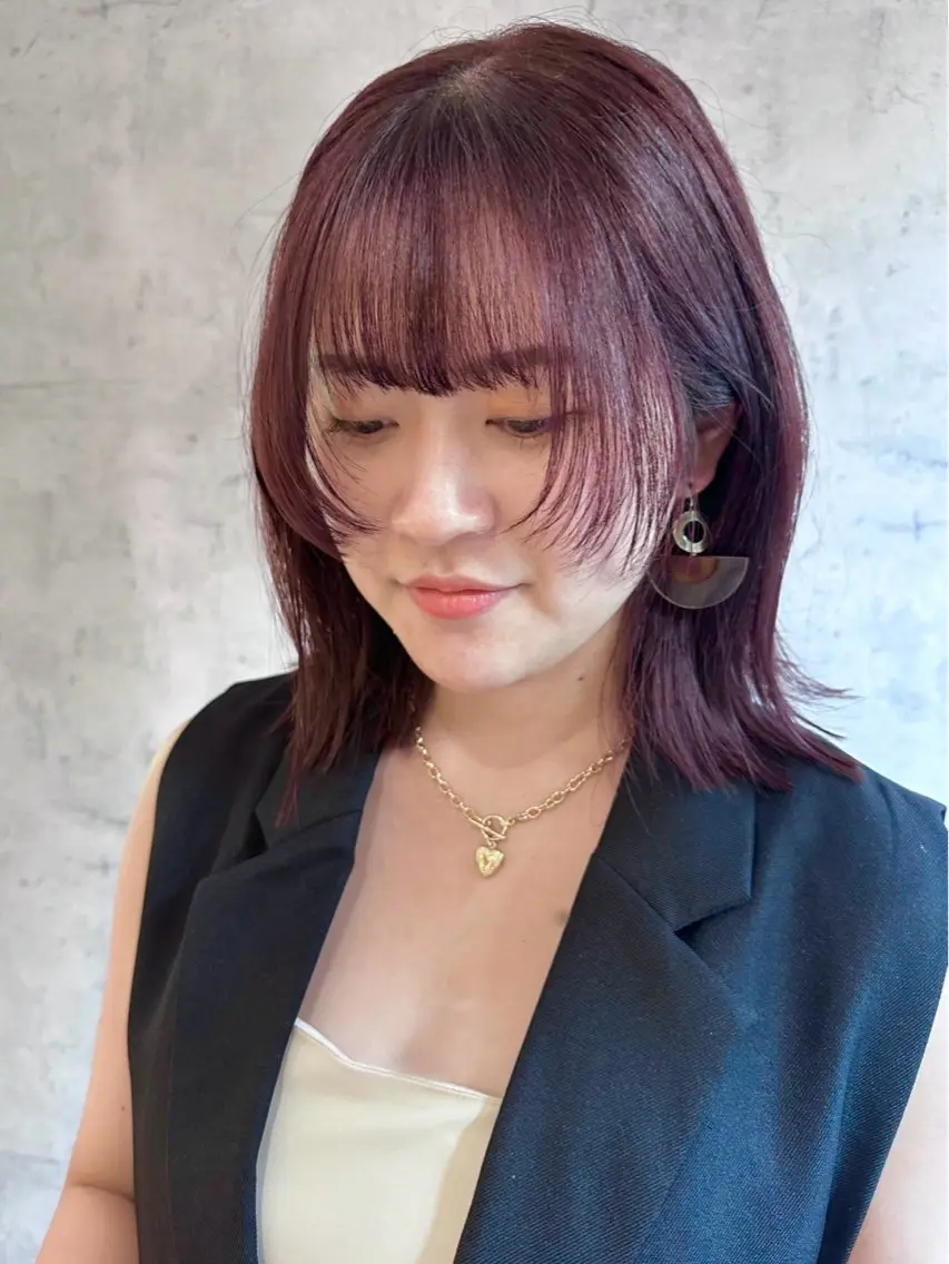 ミディアム 顔まわりレイヤー レイヤーカット ヘアカラー yukie🌷 /暖色🍒梅田サロンのヘアスタイル