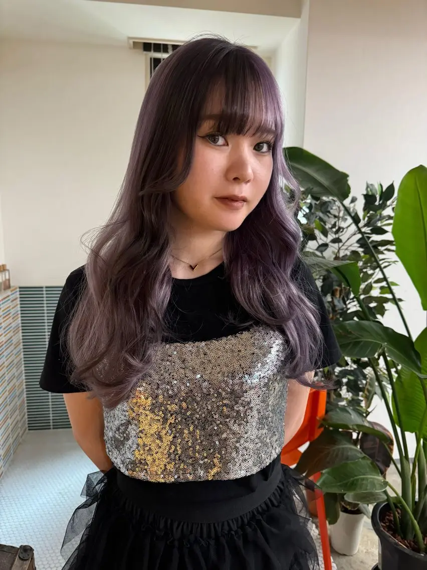 セミロング カラー ブリーチ ケアブリーチ ハイトーンカラー ラベンダーカラー 韓国風ヘア カット ヘアカラー トリートメント 🩷ハイトーン透明感 レイヤー🩷ユリカのヘアスタイル