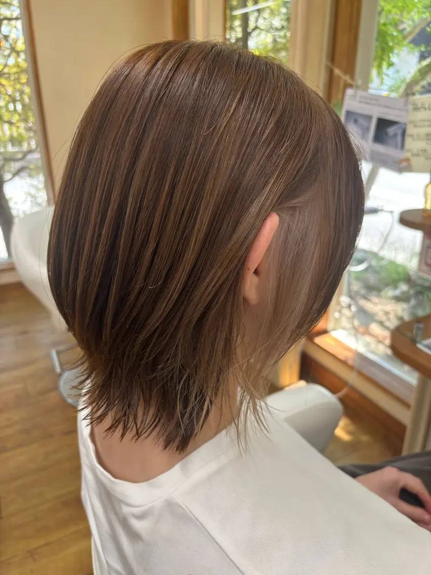ミディアム カラー カット ヘアカラー トリートメント Sagedoue ユイのヘアスタイル