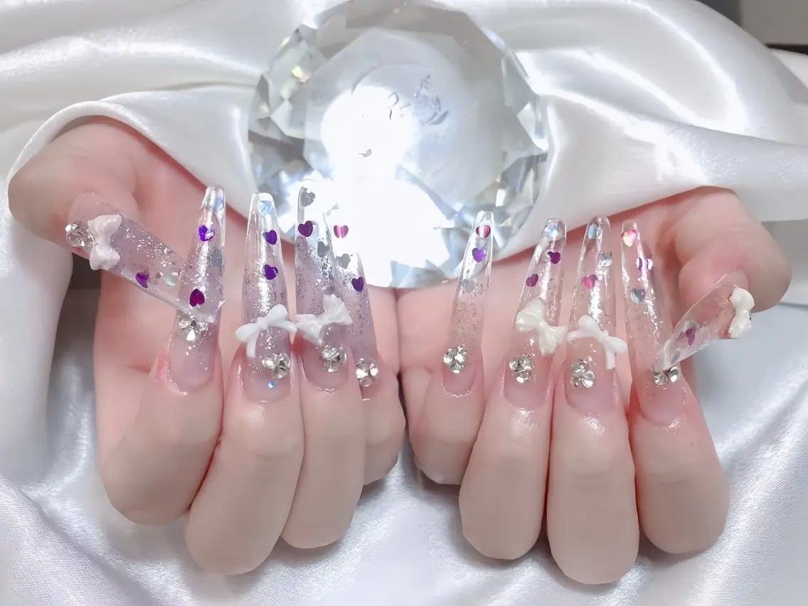 ネイル クリアネイル ドット フットネイル ジェルネイル グリーン ハンドネイル Rin Nail 新大久保店のネイルデザイン