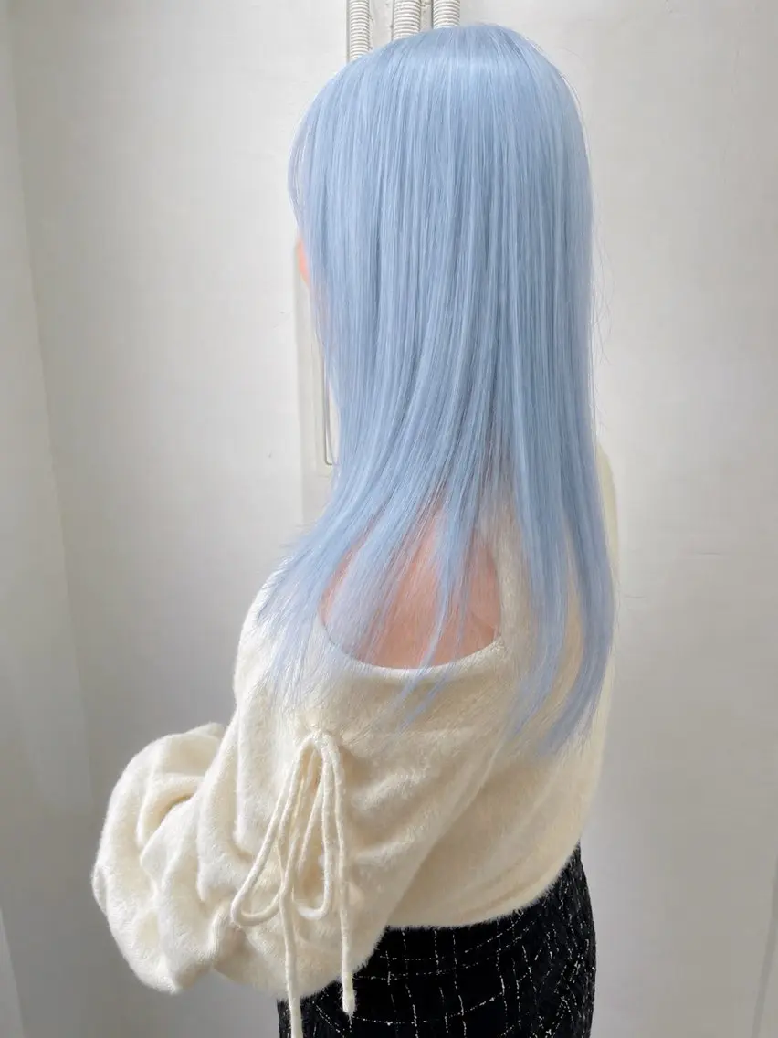 セミロング カラー ブリーチ ブルーカラー 似合わせカット Muミュー/ブリーチ ハイトーン Wカラーのヘアスタイル