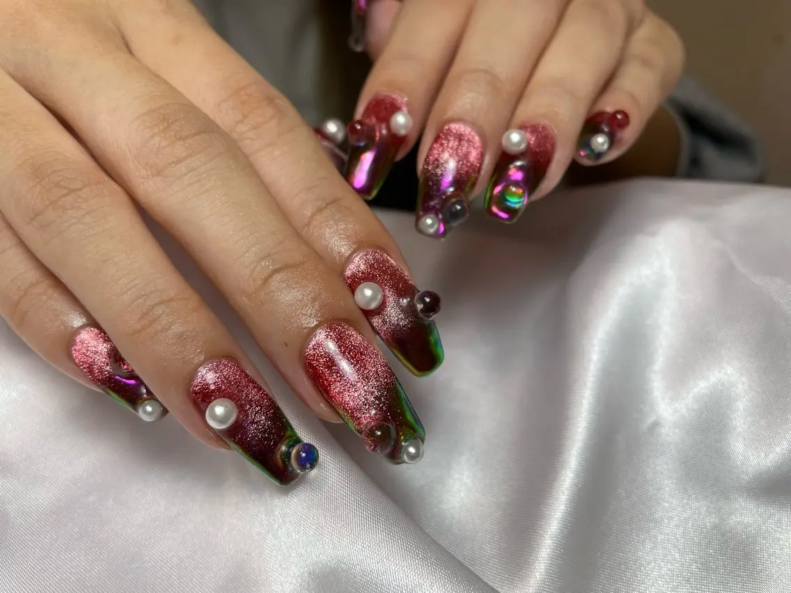 ネイル マグネットネイル ミラーネイル 持ち込み nanal nailのネイルデザイン