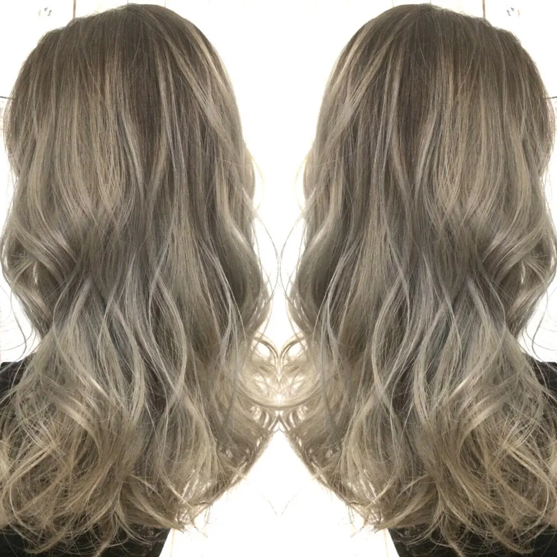 セミロング カラー バレイヤージュ シルバー レイヤーカット ヘアカラー トリートメント 井上 一平のヘアスタイル