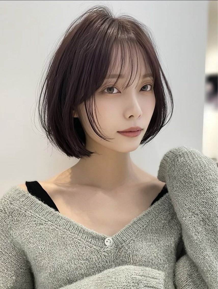 ミディアム ボブ 髪質改善 韓国風ヘア レイヤーカット 縮毛矯正 カット ヘッドスパ 髪質改善/顔まわり minami🍀✩.のヘアスタイル