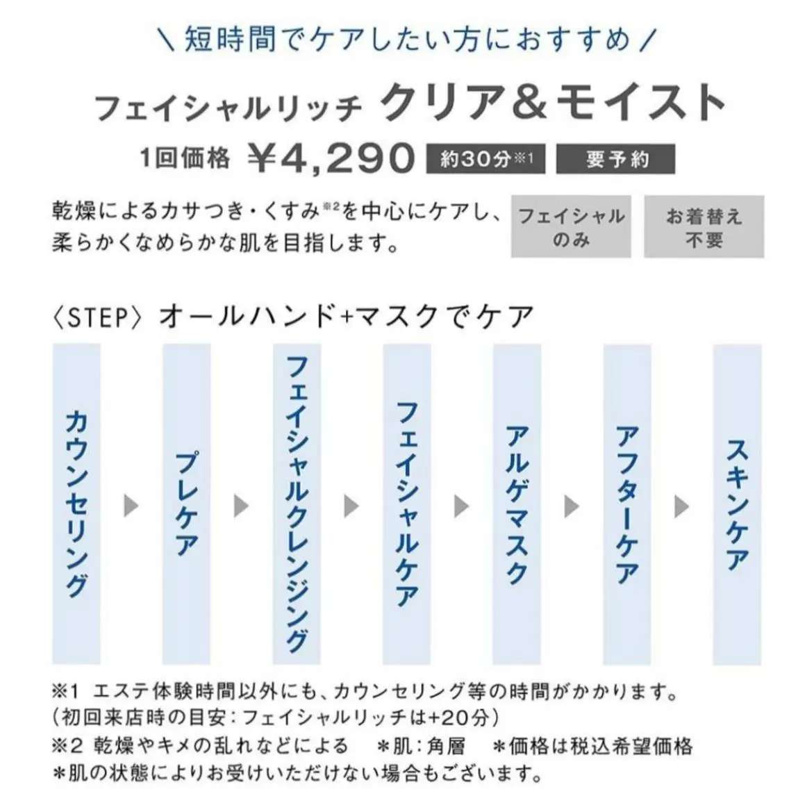 【男性の方のメニュー🍀】フェイシャルケア&パック付き・お肌診断もご希望の方はご利用頂けますの写真