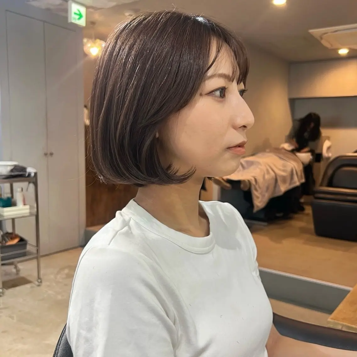 ショート カラー カット ヘアカラー トリートメント akane/オリーブ /ボブパーマのヘアスタイル