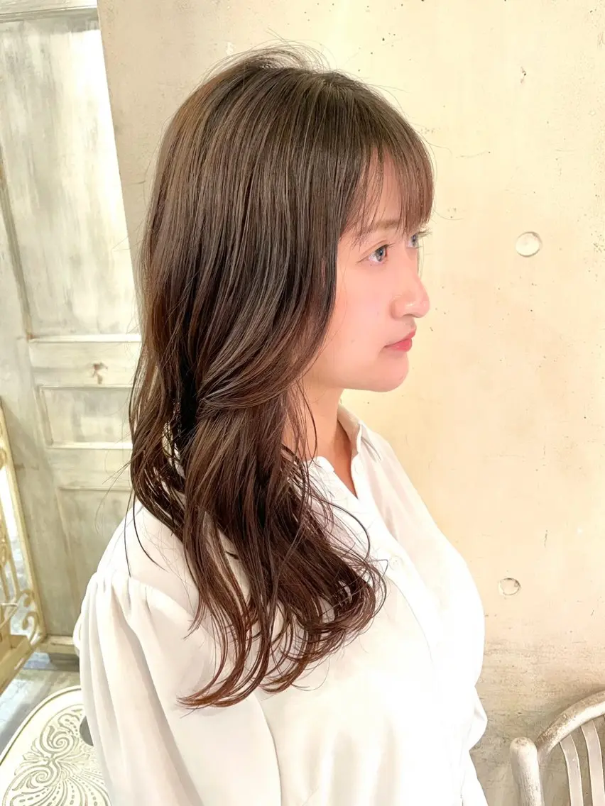 セミロング カラー パーマ 髪質改善 縮毛矯正/ レイヤー/銀座/本木のヘアスタイル