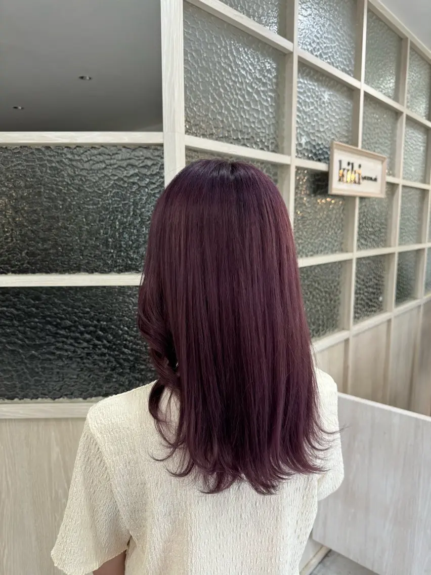 ロング カラー ブリーチ ラベンダーカラー ラベンダーピンク ピンクカラー ブリーチなしwカラー /艶カラー/oukaのヘアスタイル