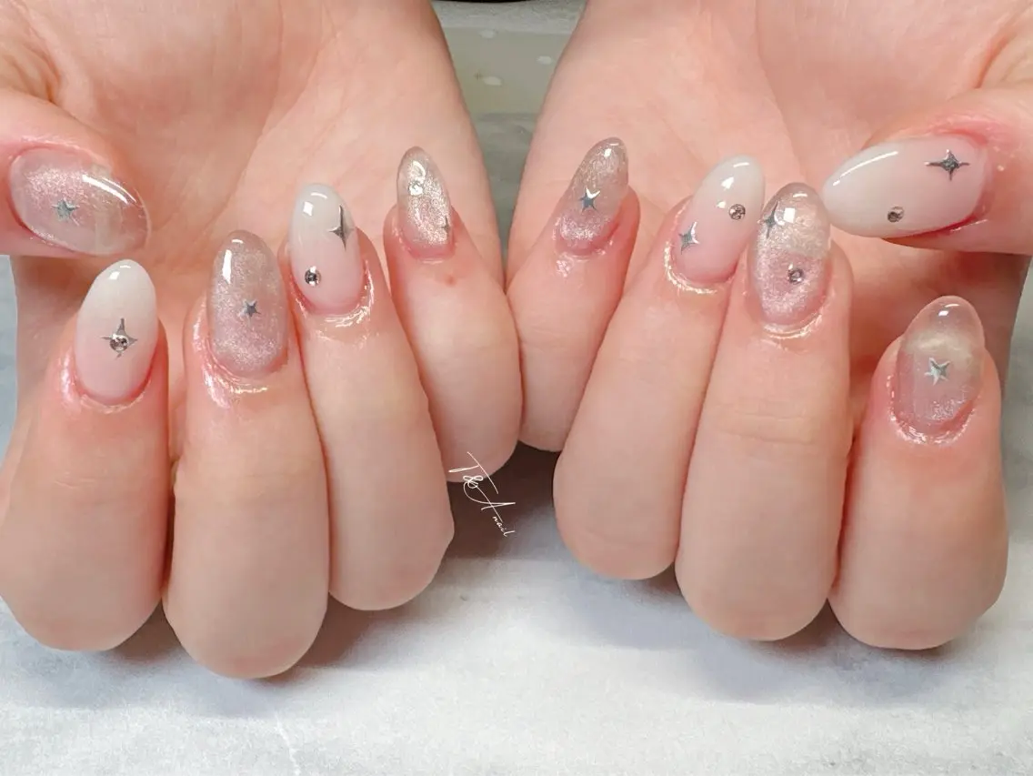 ネイル 長さ出し ジェルネイル キラキラネイル マグネットネイル スカルプネイル T&A nailのネイルデザイン