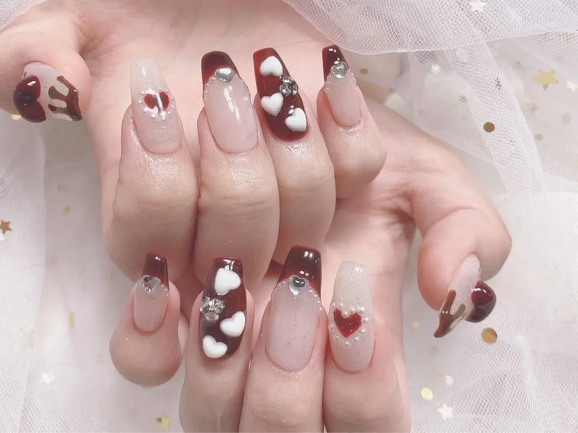 ネイル バレンタイン ハンドネイル ジョリ kasumi🌹💅のネイルデザイン