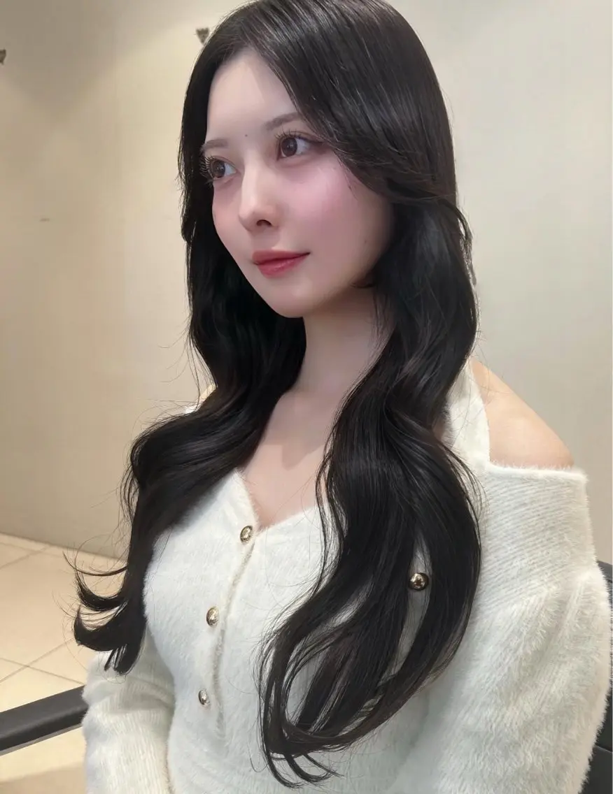 ロング カラー 透明感カラー ダークグレー ダークグレージュ グレージュ カット ヘアカラー トリートメント 髪質改善×透明感カラ ー/新宿/SHOKIのヘアスタイル