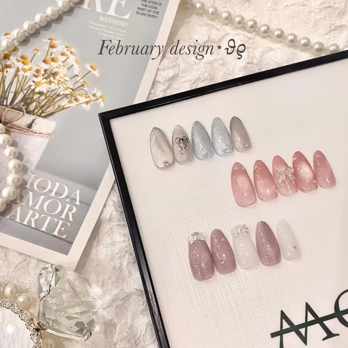 ネイル アートネイル フラッシュネイル フレンチネイル ジェルネイル ガラスフレンチ M2 BEAUTY Rikaのネイルデザイン