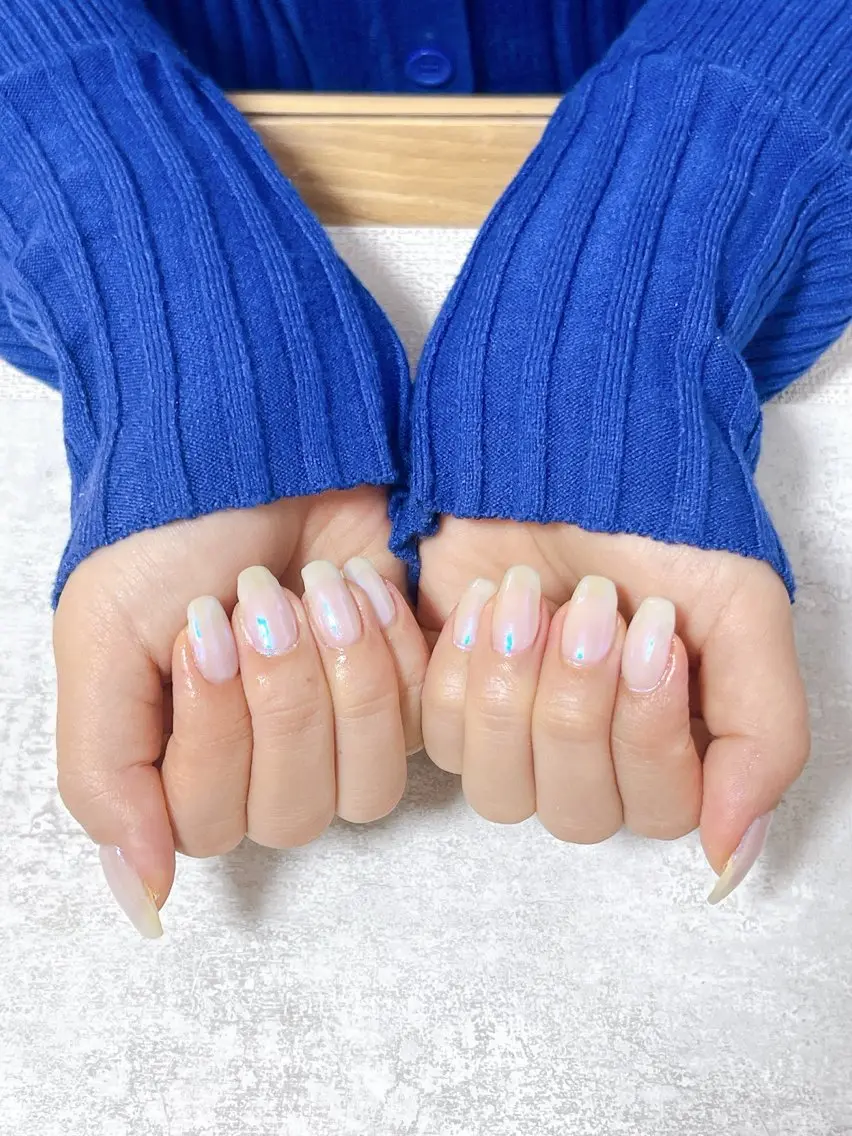 ネイル オーロラネイル フットネイル フレンチネイル ジェルネイル ハート ハンドネイル mogunail &blowのネイルデザイン