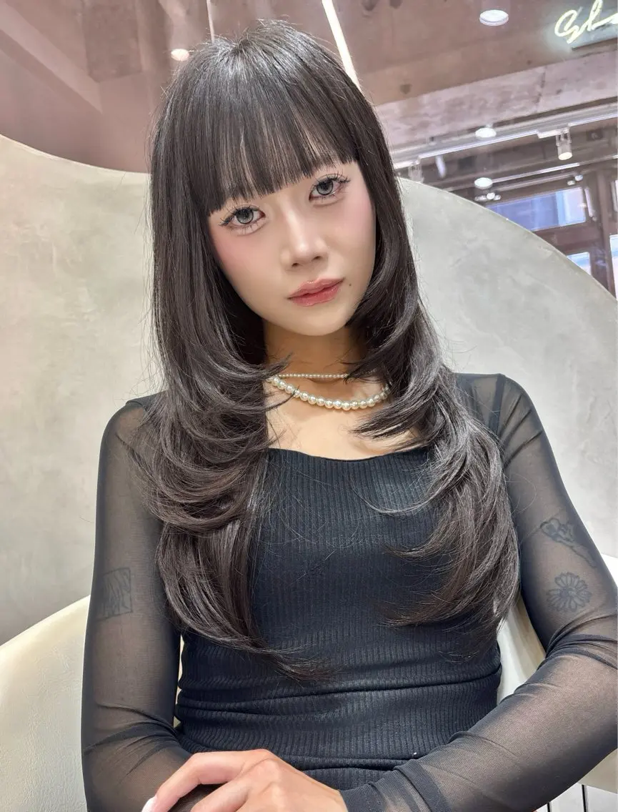 【❣️朝の準備が楽に❣️】韓国風小顔カット🇰🇷+前髪矯正💇‍♀️+超浸透1stepトリートメント🫧‪ レイヤーの写真