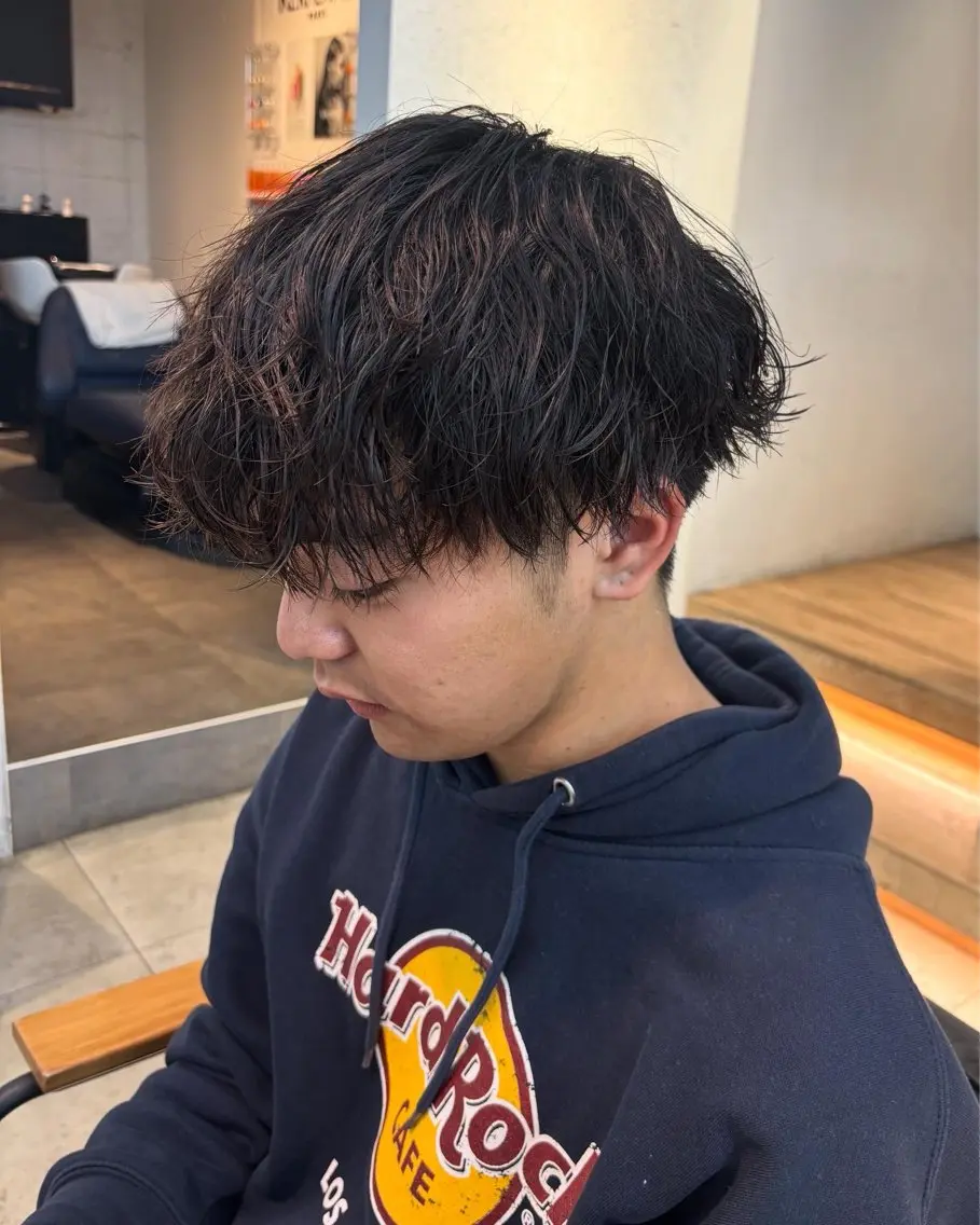 パーマ メンズ カット パーマ メンズパーマ/ メッシュ📍ユリのヘアスタイル
