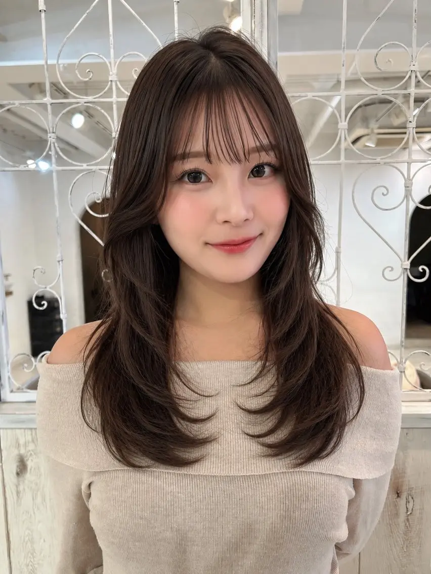 ロング カラー カット ヘアカラー 【韓国ヘア×透明感 カラー】笹谷 莉未のヘアスタイル