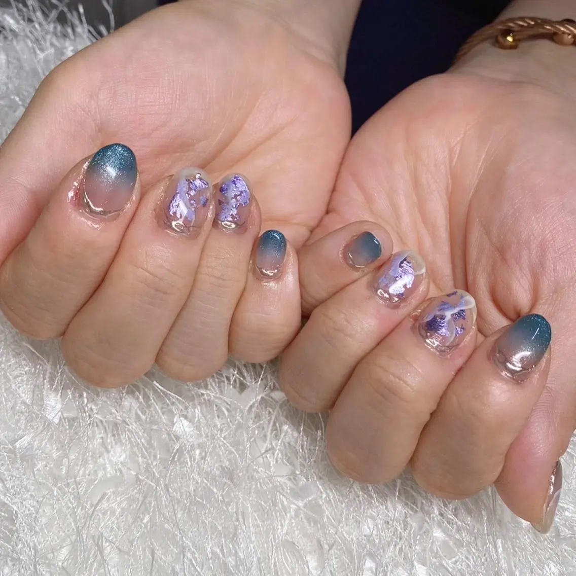 ネイル 長さ出し ジェルネイル グラデーション 韓国ネイル マグネットネイル ハンドネイル Nail&eye Belire 新宿のネイルデザイン